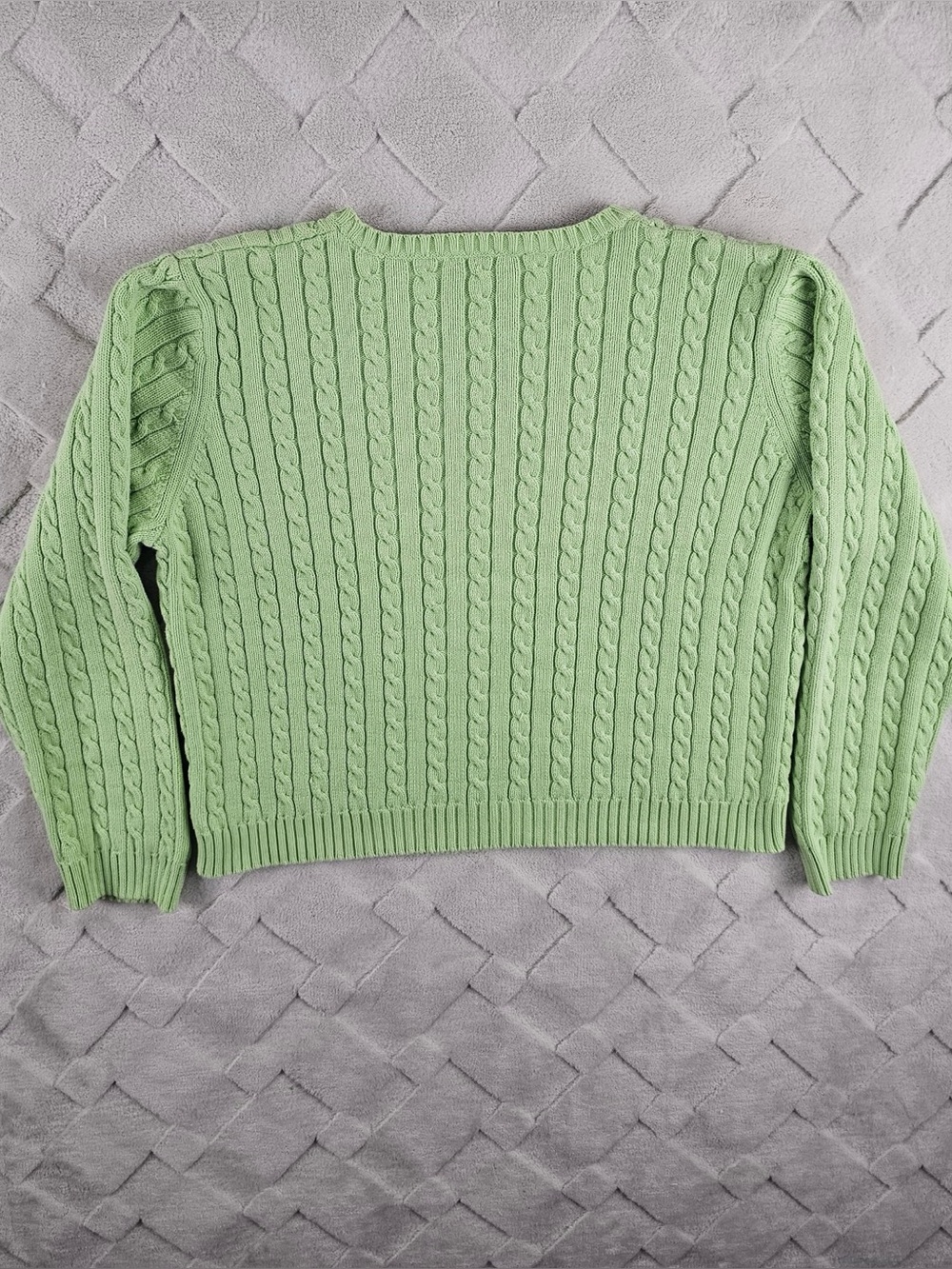 Lauren Ralph Lauren Light Green Cable Knit Sweater Womens Extra Large - Picture 7 of 8